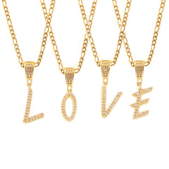Cubic Zirconia Script Initial Pendant Necklace