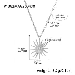Sculptural Sun Face Pendant Necklace
