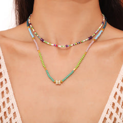 Multicolor Bead Pendant Necklace