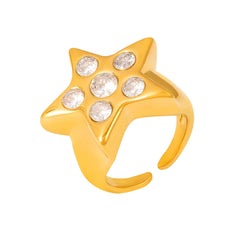Cubic Zirconia Star Open Ring