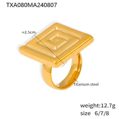 18K Gold-Plated Square Spiral Earrings or Ring