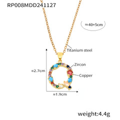 Color Cubic Zirconia Initial Pendant Charm