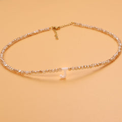 Dainty Stone Beaded Initial Necklace