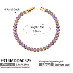 18K Gold-Plated Colored Cubic Zirconia Tennis Jewelry