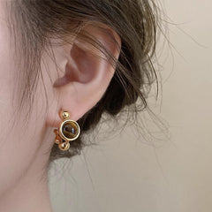 Daphne Tiger-Eye Hoop Earrings