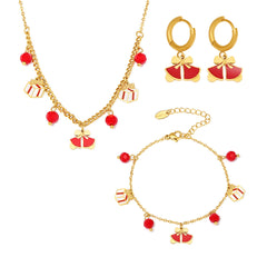 Garnet Christmas Necklace, Bracelet or Enamel Earrings