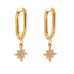 18K Gold-Plated Cubic Zirconia Charm Hoop Designs