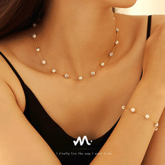 White Stone and Faux Pearl Necklace or Bracelet