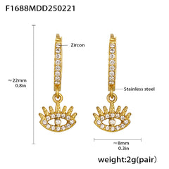 18K Gold-Plated Cubic Zirconia Charm Hoop Earrings