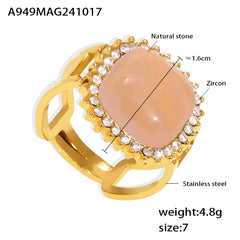 Natural Stone Halo Open Ring