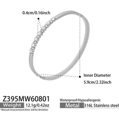 Cubic Zirconia Geometric Clasp Bangle Bracelets