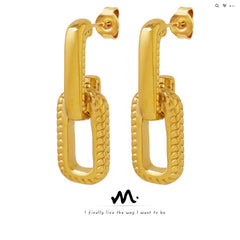 Textured Linked U-Drop Earrings