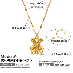 18K Gold-Plated Teddy Bear Pendant Necklace