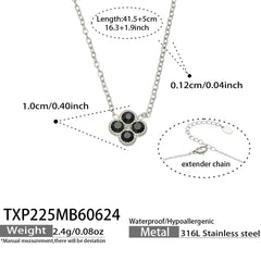 Color Four-Petal Cubic Zirconia Necklace and Earrings