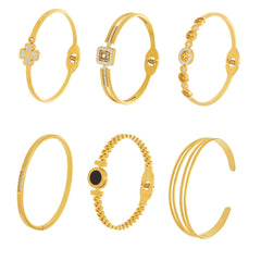 18K Gold-Plated Cubic Zirconia Clasp Bangle Bracelets