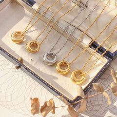 18K Gold-Plated Sculptural Oval Pendant Necklace