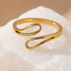 18K Gold-Plated Geometric Crossover Open Ring