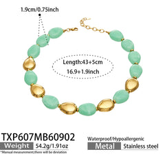Oval Color Resin Necklace and Bracelet