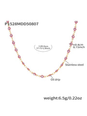 Enamel and Natural Agate Charm Necklace
