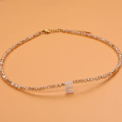 Dainty Stone Beaded Initial Necklace