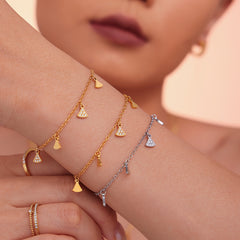 18K Gold-Plated Triangle Charm Necklace, Bracelet or Chain