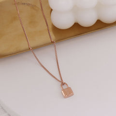 Polished Lock Pendant Necklace