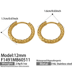 Textured Stainless Steel Hoop Earrings