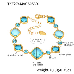 Gold-Tone Faceted Glass Link Bracelet