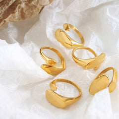 Polished Asymmetric Oval Open Ring