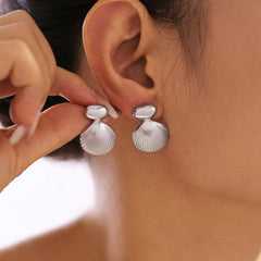 18K Gold-Plated Scallop Shell Stud Earrings