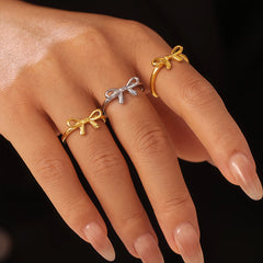 Bow Open Ring & Minimal Bangle Bracelet