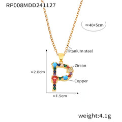 Color Cubic Zirconia Initial Pendant Charm