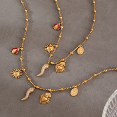 18K Gold-Plated Mixed Charm Necklace