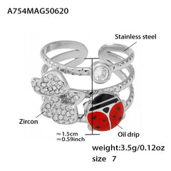 Cubic Zirconia Ladybug, Strawberry or Snake Ring