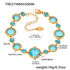 Gold-Tone Faceted Glass Link Bracelet