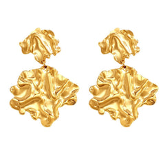 Folded Leaf Statement Drop Earrings