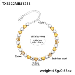 Cubic Zirconia Two-Tone Heart Necklace & Bracelet