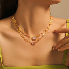 18K Gold-Plated Cubic Zirconia Pendant Necklace