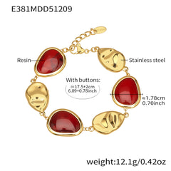 18K Gold-Plated Resin Teardrop Station Bracelet