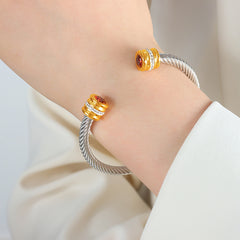 Colored Cubic Zirconia Cable Cuff Bracelet