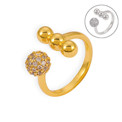 Polished Ball and Sparkling Sphere Open Ring