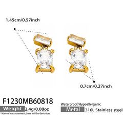 Faceted Rectangle Glass Drop Earrings