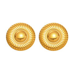 Radiating Round Disc Stud Earrings