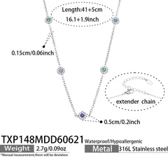 18K Gold-Plated Color Cubic Zirconia Station Jewelry