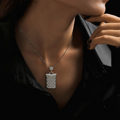 18K Gold-Plated Rectangular Stone Pendant Necklace
