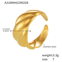 18K Gold-Plated Sculptural Ridge Open Ring
