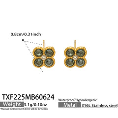 Color Four-Petal Cubic Zirconia Necklace and Earrings