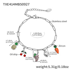18K Gold-Plated Fruit Charm Necklace, Bracelet or Anklet