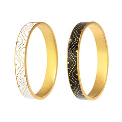 18K Gold-Plated Ornamental Enamel Bangle