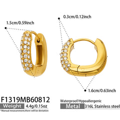 Cubic Zirconia U-Shaped Hoop Earrings
